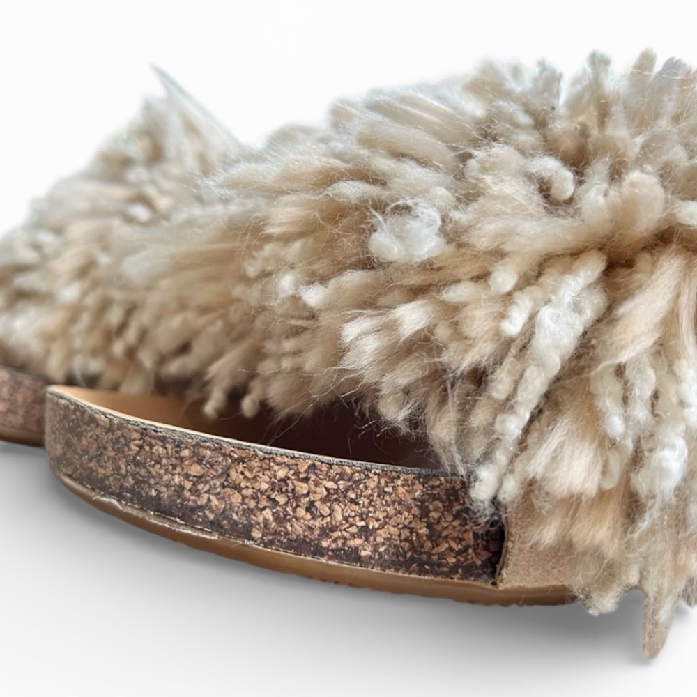 UGG Tan Cindi Yarn Fluffy Pom Pom Slides - Picture 6 of 13